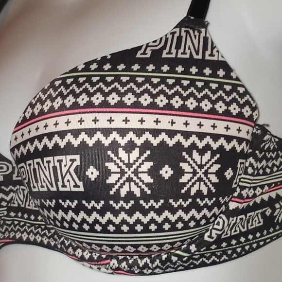 VS PINK Striped Snowflake Bra - Picture 2 of 12